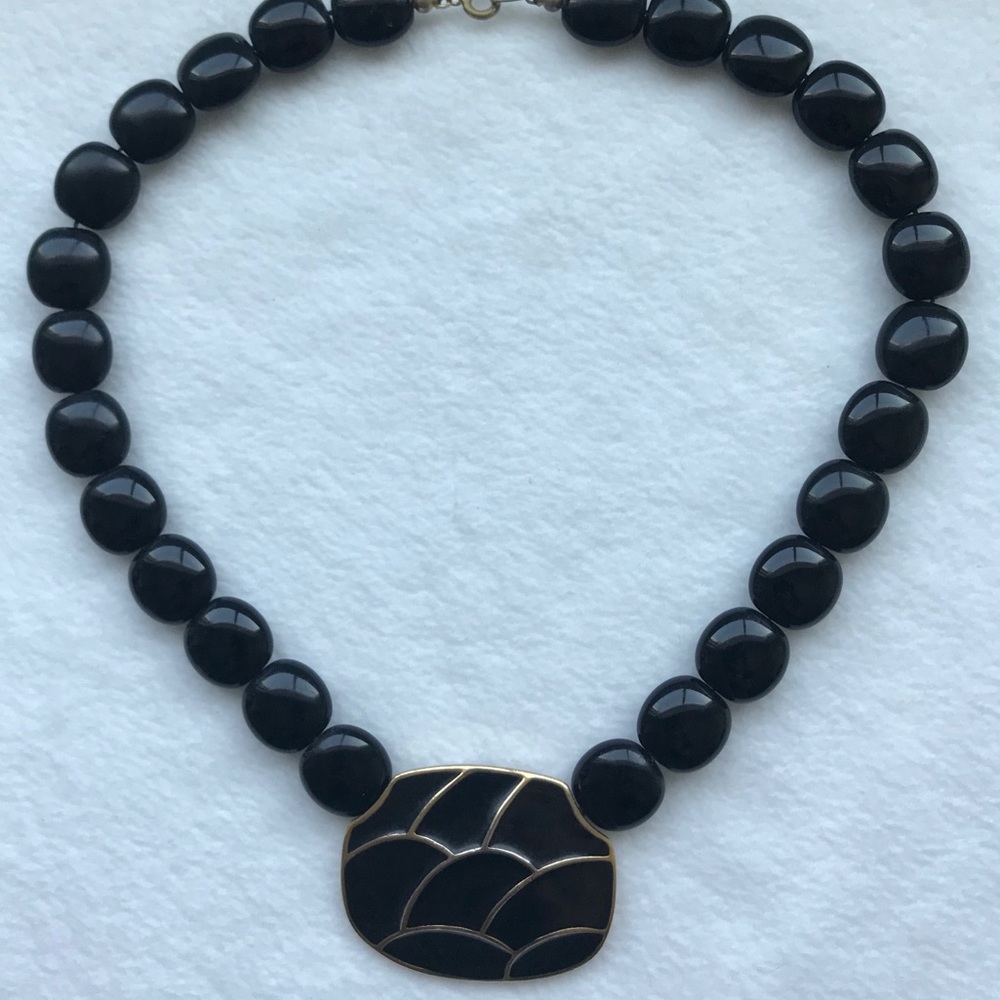 Navy Blue & Gold Necklace